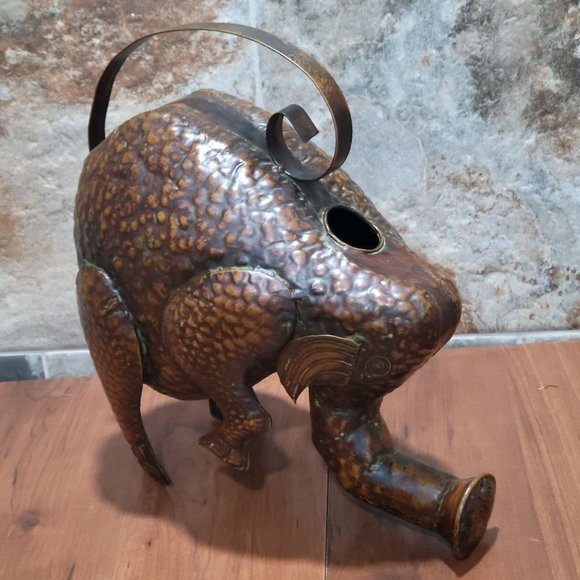 Vintage Metal Elephant Hammered Copper Water Can - Picture 3 of 15